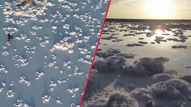 Tuz Gölü'nde sular çekilince ortaya çıktı! Görenleri mest ediyor