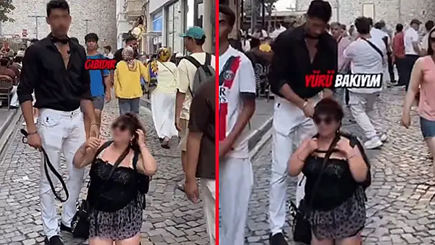 Utanç veren görüntüler! Kadına tasma takıp dolaştırdı