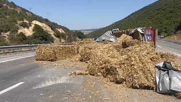 Virajı dönemeyen tır devrildi sürücüsü yaralandı