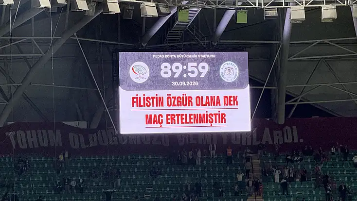 Konya'da dostluk maçı 89.dakikada Filistin özgür olana denk ertelendi: 2-2