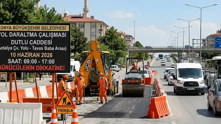 Konya’da işlek noktada yol çalışması: Sürücülere yoğunluk uyarısı