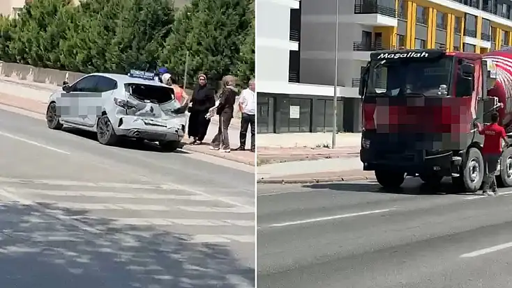 Konya'da korkutan kaza: Beton mikseri sürücü eğitim aracına çarptı