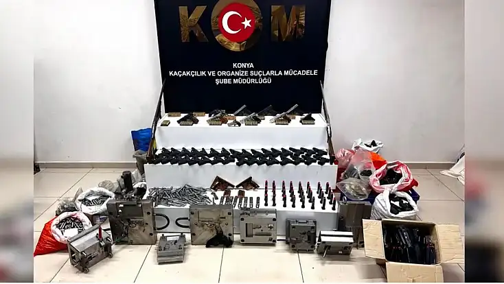 Konya’da yasa dışı silah atölyesi çökertildi: Binlerce parça ele geçirildi