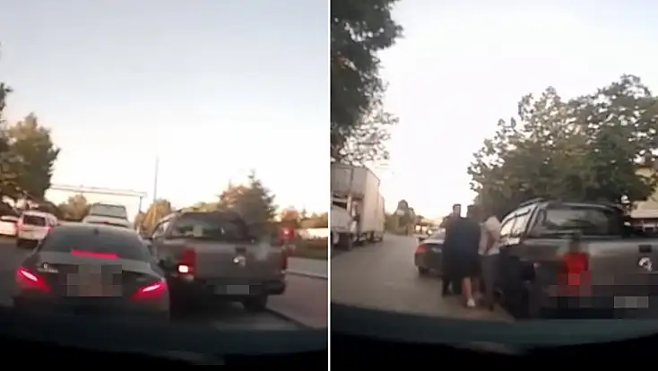 Konya'da yol verme kavgası kamerada
