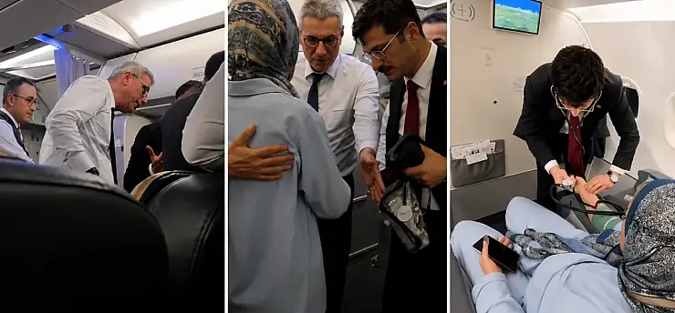 Havada sağlık müdahalesi: Sağlık Bakanı uçakta fenalaşan yolcuyla ilgilendi