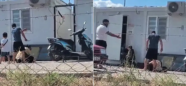 Karısını evlatlarının gözü önünde bıçakla yere yatırıp hunharca dövdü