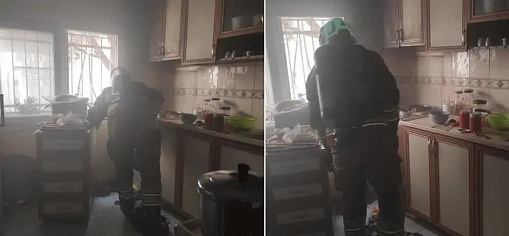 Ocakta unutulan yemekten yangın çıktı