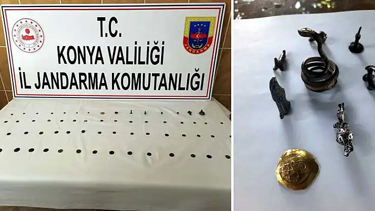 Konya Ereğli'de durdurulan araçtan tarihi eser çıktı