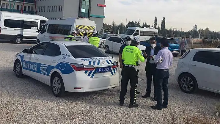 Konya'nın Ereğli ilçesinde okul servis araçlarında denetimler başladı