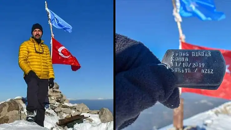 Konyalı şehit Yunus Mermer'in künyesi Dedegöl Zirvesi'ne bırakıldı