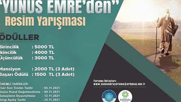 Konya'da düzenlenen Yunus Emre'den Resim Yarışması'nda başvurular sürüyor