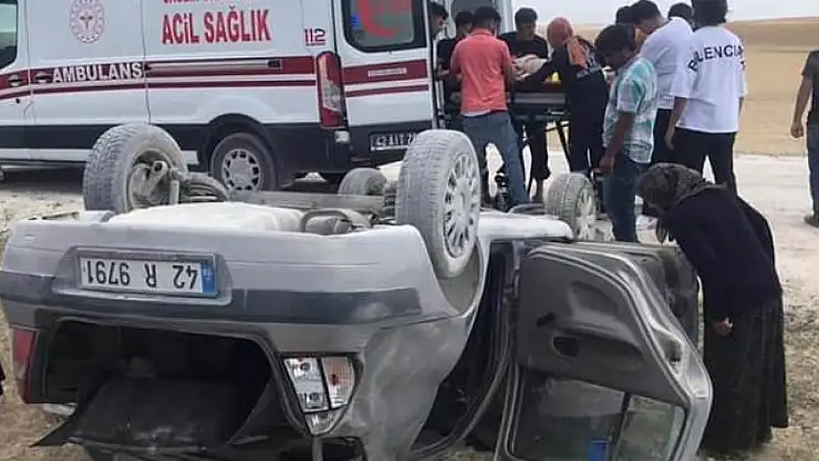 Konya Kulu'da otomobil takla attı: 2 yaralı