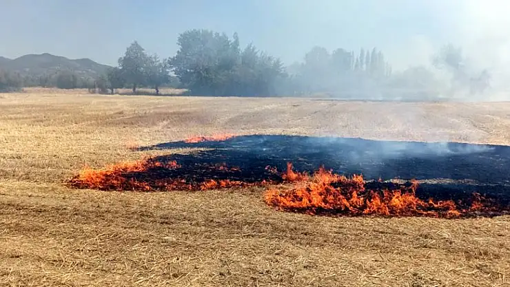 Konya'da tarlada çıkan yangın korkuttu