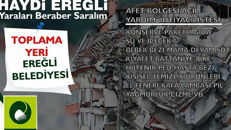 Ereğli Belediyesi sel bölgesine yardım kampanyası başlattı