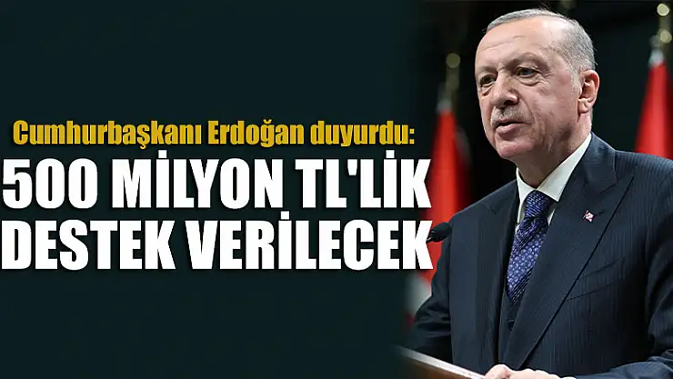Cumhurbaşkanı Erdoğan: 500 milyon TL'lik destek verilecek