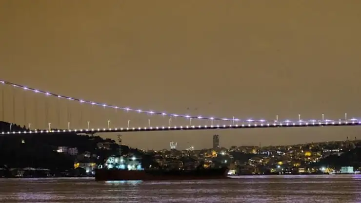 Rusya'dan gelen tonlarca ayçiçeği yağı yüklü gemi İstanbul Boğazı'na ulaştı