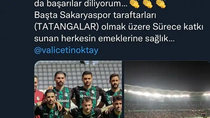Yeni İl Müdürü İnanç Sakaryaspor'un şampiyonluğunu kutladı