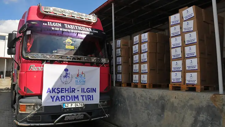 Akşehir Belediyesinden deprem bölgesine yardım kolisi