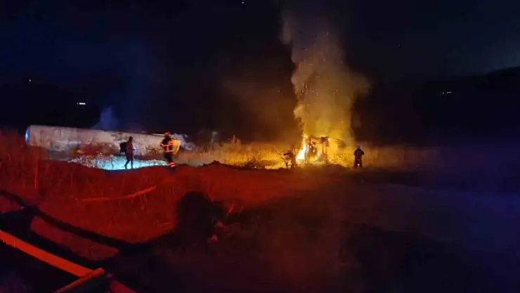 Azot yüklü tanker şarampole yuvarlandı: Sürücü hayatını kaybetti