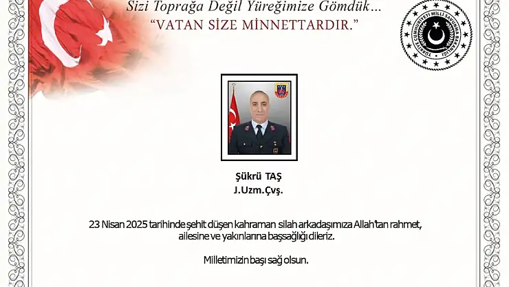 Bakan Yerlikaya: 'Uzman Çavuş Şükrü Taş şehit oldu'
