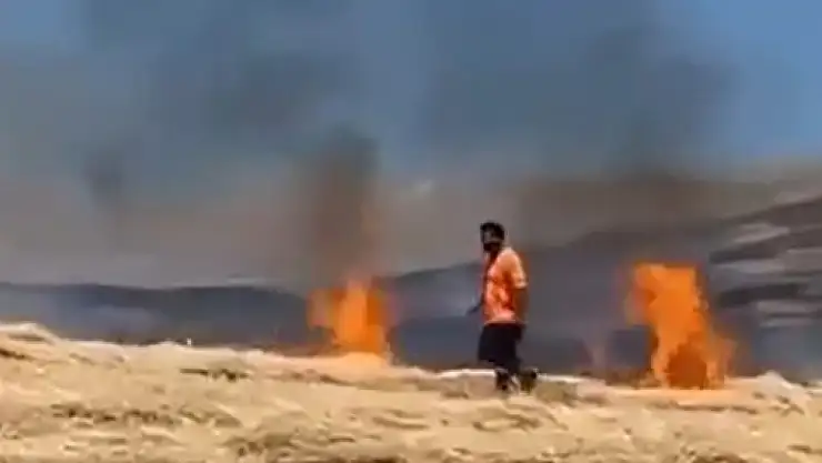 Balya makinesinden yangın çıktı