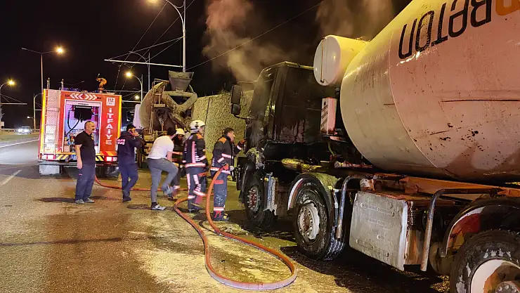 Beton mikseri alev aldı