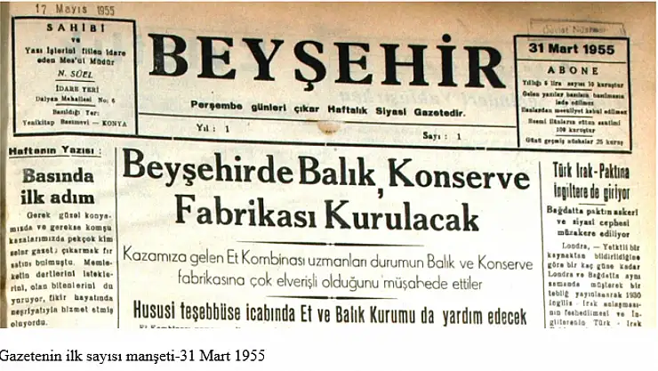 Beyşehir'in ilk gazetesi 70 yıl önce- çıkarıldı