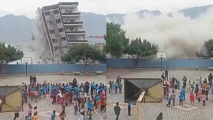 Deprem bölgesinde yıkımı yapılan bina öğrencileri korkuttu