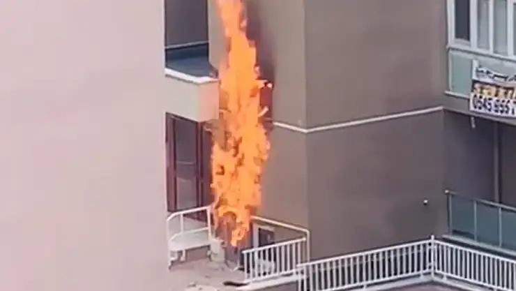 Doğal gaz sızıntısından yangın çıktı