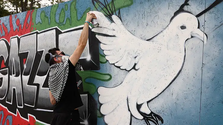 Gazze'nin sessiz çığlığı Konya duvarlarında yankılandı