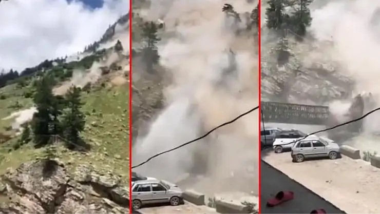 Hindistan'da kayalar araçları ezdi