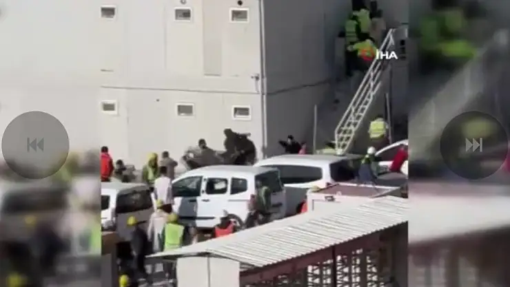 İşçiler arasında taşlı sopalı kavga!