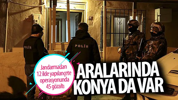 Jandarmadan Konya dahil 12 ilde operasyon 45 gözaltı