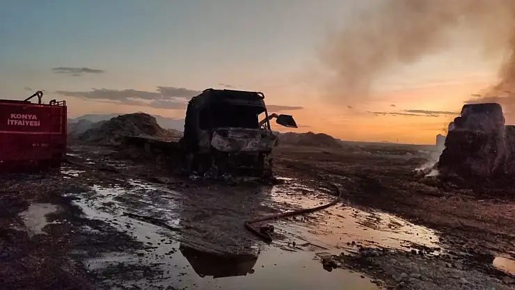Karapınar'daki yangında çiftçinin emeği ziyan oldu!