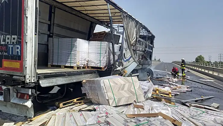 Kaza yapan tır alevlere teslim oldu!