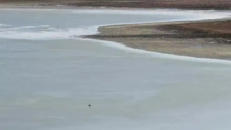 Konya'da bu göl buz tuttu!
