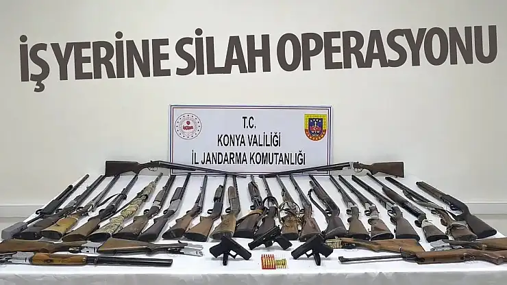 Konya'da jandarmadan iş yerine silah operasyonu