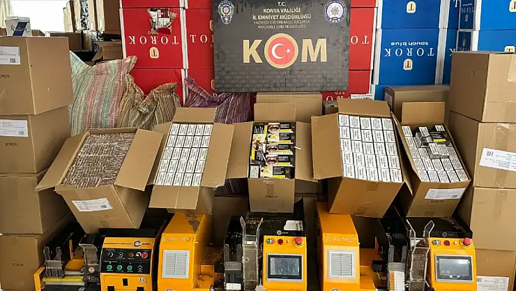 Konya'da lise karşısında kaçak sigara imalathanesi kurmuşlar: Emniyet güçlerinden kaçamadılar!