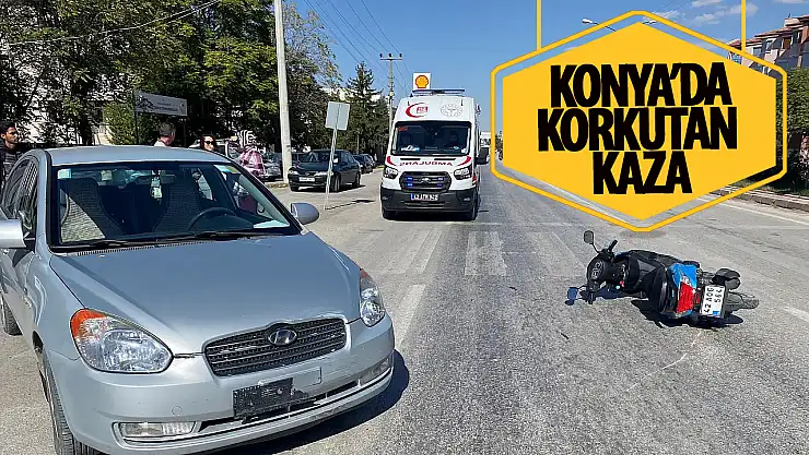 Konya'da motosiklet otomobile çarptı