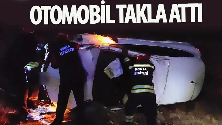 Konya'da otomobil takla attı: 3 yaralı