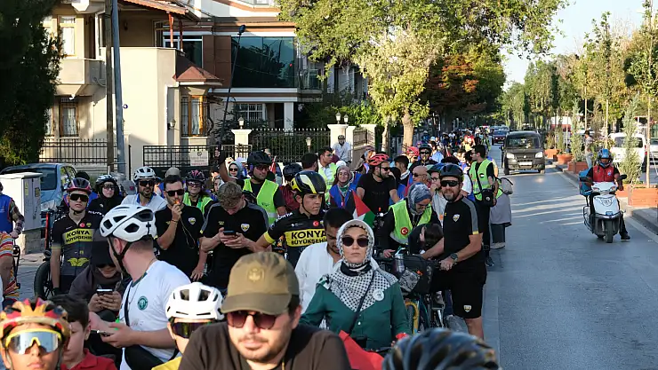 Konya'da pedallar Gazze için döndü