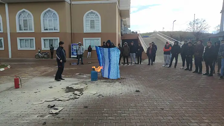 Konya'da yangın tatbikatı! Gerçeğini aratmadı!