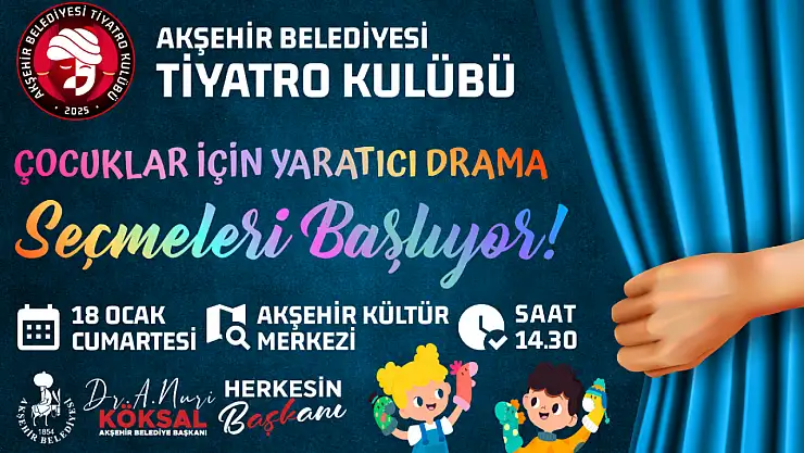 Konya'daki o ilçede çocuklar için Yaratıcı Drama Eğitimi verilecek!