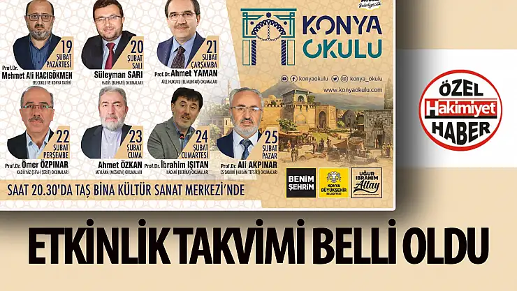 Konya Okulu Etkinlik Takvimi 