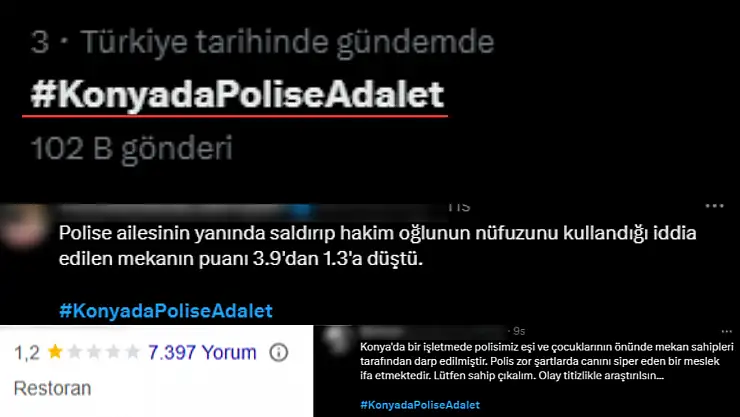 #KonyadaPoliseAdalet etiketi zirvede: İşletmenin puanı bir gecede çöktü!