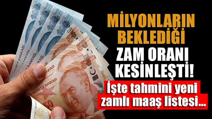 Milyonların beklediği zam oranı kesinleşti! İşte tahmini yeni zamlı maaş listesi