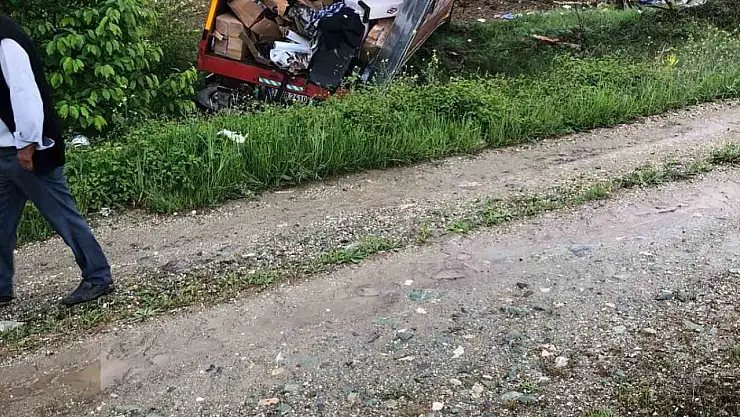 Nakliyecilik yapan kamyon tarlaya uçtu: 2 yaralı