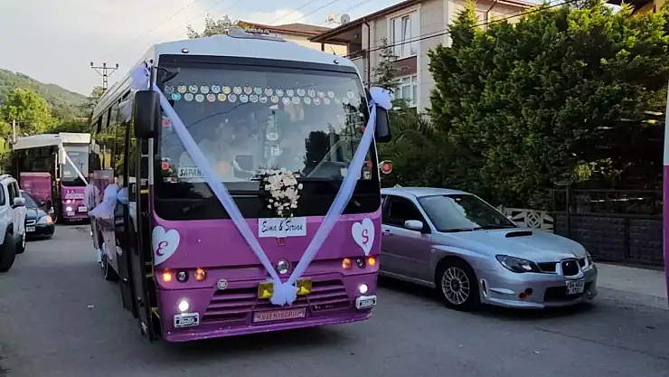 Özel halk otobüsü gelin arabası oldu!