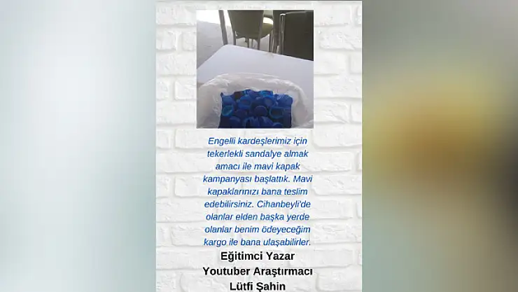 Şahin Mavi Kapaklarla Engelli Aracı Alacak