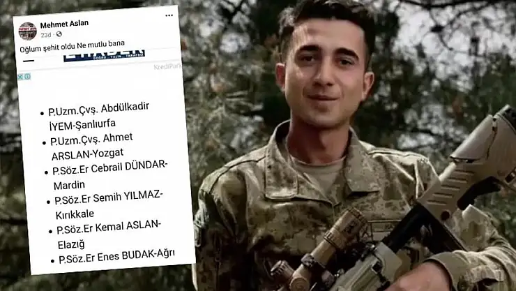 Şehit babasından duygulandıran paylaşım: Oğlum şehit oldu ne mutlu bana